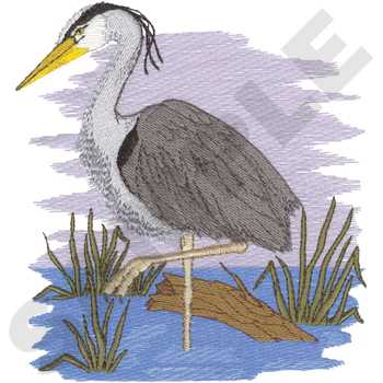 Great Blue Heron Machine Embroidery Design