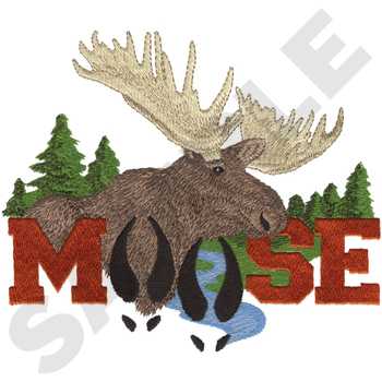 Moose Scene Machine Embroidery Design