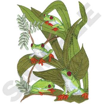 Red Eyed Frogs Machine Embroidery Design