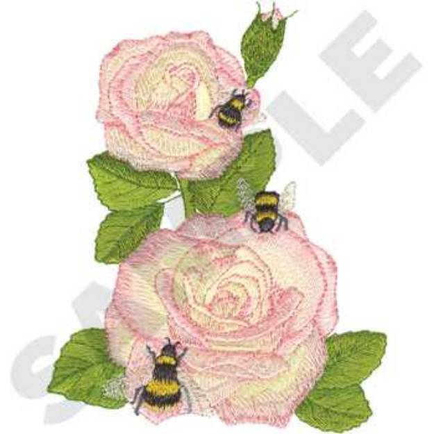 Picture of Bees and Roses Machine Embroidery Design