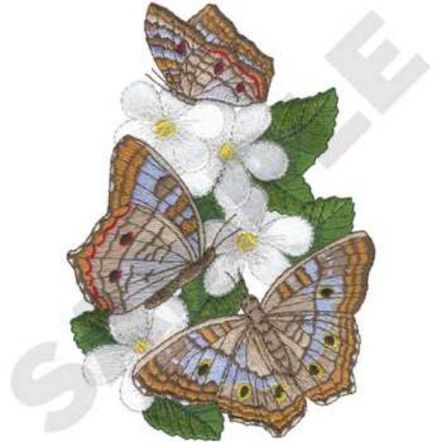 Picture of White Peacock Butterflies Machine Embroidery Design