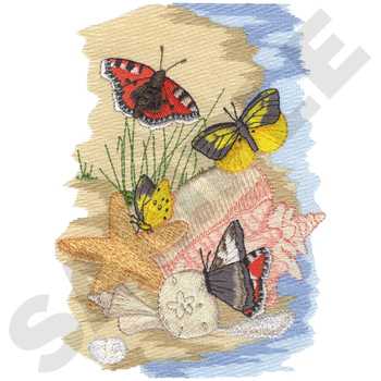 Beach Butterflies Machine Embroidery Design