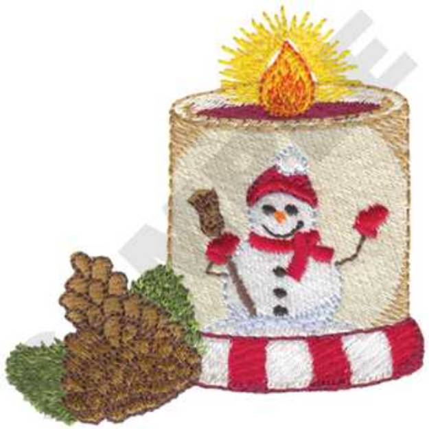 Picture of Snowman Candle Machine Embroidery Design