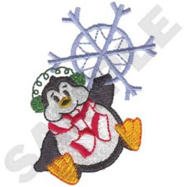 Picture of Penguin & snowflake Machine Embroidery Design