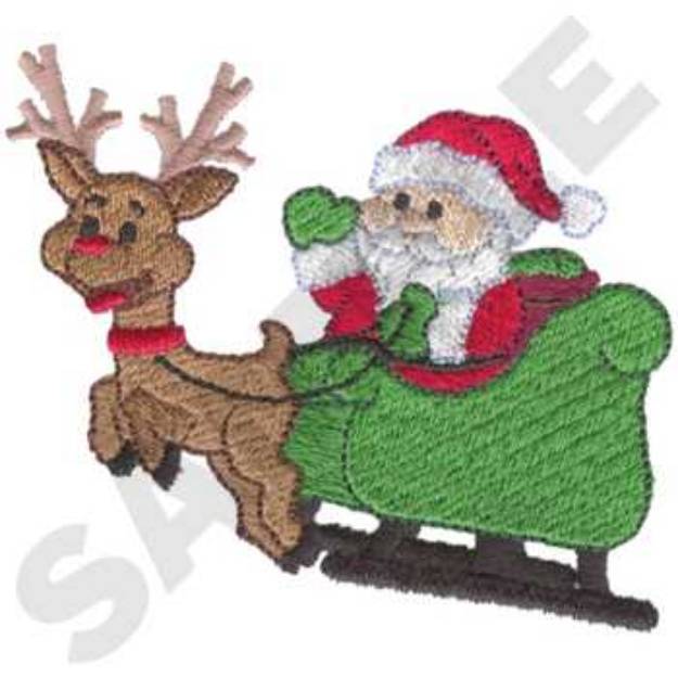 Picture of Santa And Rudolf Machine Embroidery Design