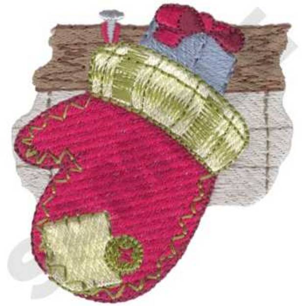 Picture of Mitten On Mantle Machine Embroidery Design