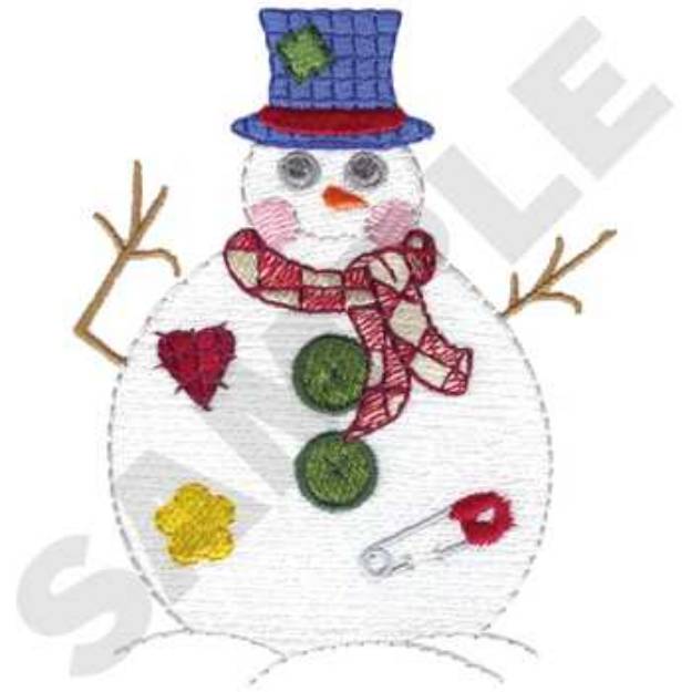 Picture of Snowman in Hat Machine Embroidery Design