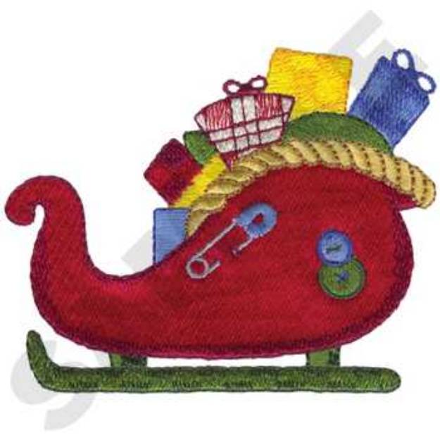Picture of Sleigh with Gifts Machine Embroidery Design
