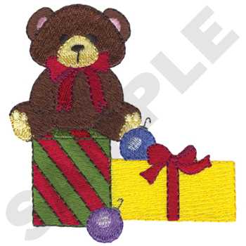 Bear with Presents Machine Embroidery Design
