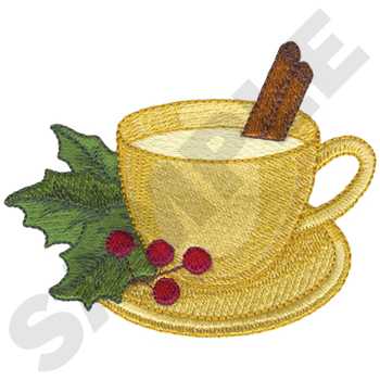 Eggnog and Holly Machine Embroidery Design
