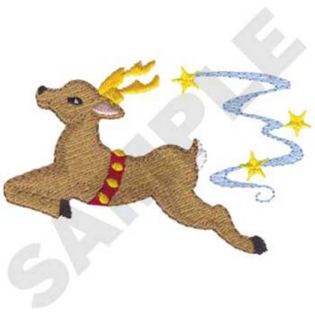 Picture of Flying Reindeer Machine Embroidery Design