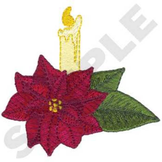 Picture of Poinsettia with Candle Machine Embroidery Design