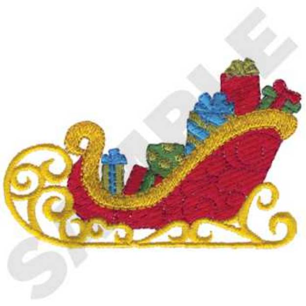 Picture of Sleigh with Presents Machine Embroidery Design