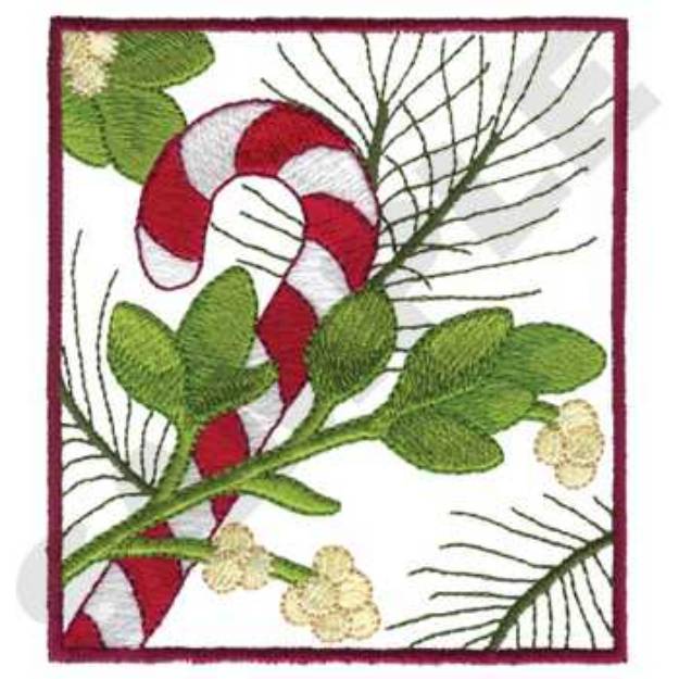 Picture of Mistletoe & Candy Cane Machine Embroidery Design