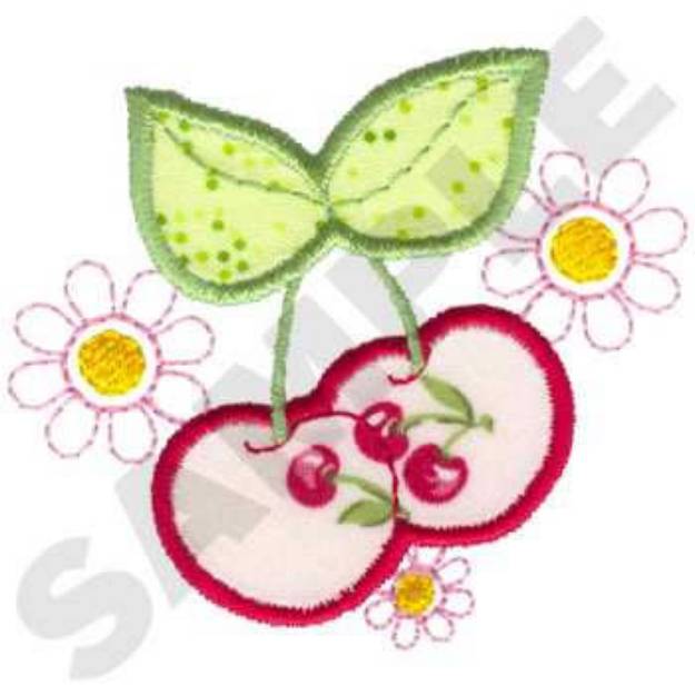Picture of Cherries Applique Machine Embroidery Design