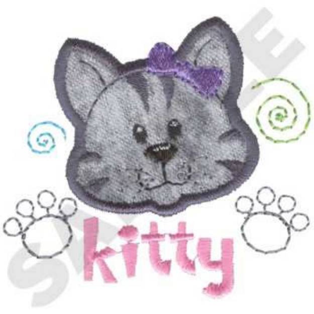 Picture of Kitty Applique Machine Embroidery Design