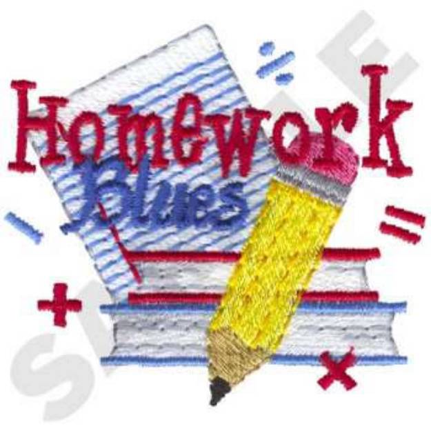 Picture of Homework Blues Machine Embroidery Design