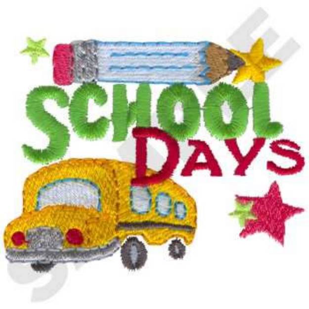 Picture of School Days Bus Machine Embroidery Design