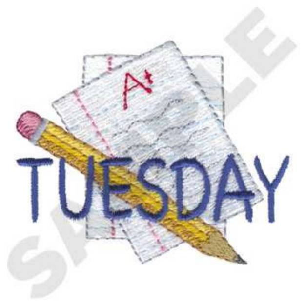 Picture of Tuesday Text Machine Embroidery Design