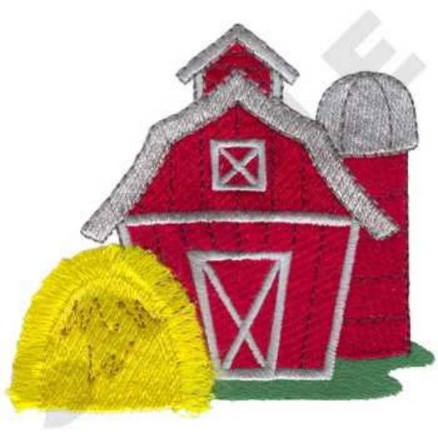 Picture of Hay Stack and Barn Machine Embroidery Design