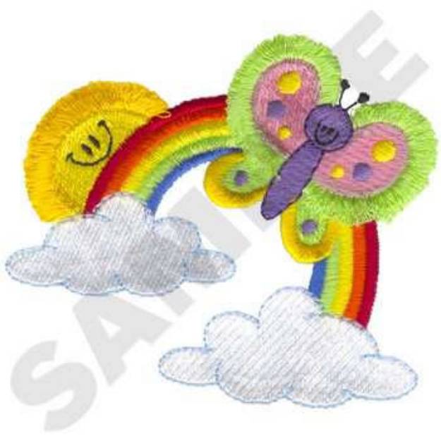 Picture of Butterfly With Rainbow Machine Embroidery Design
