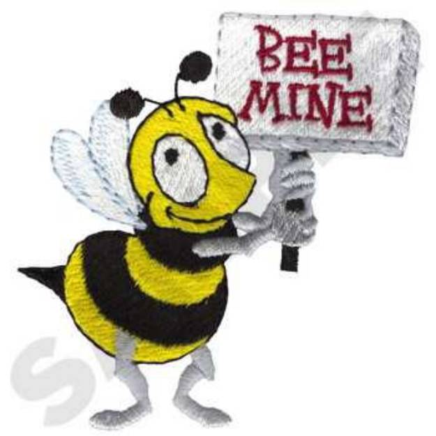 Picture of Bee With Sign Machine Embroidery Design