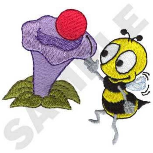Picture of Bee With Ball Machine Embroidery Design