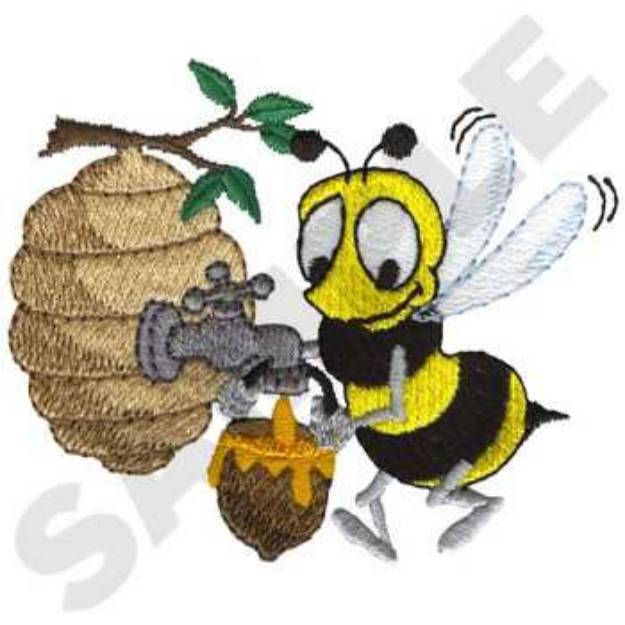Picture of Bee Collecting Honey Machine Embroidery Design