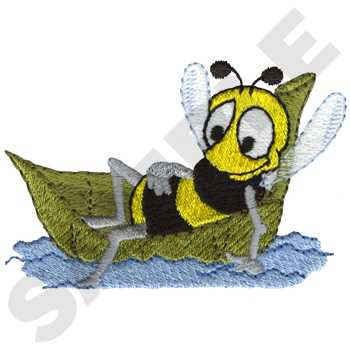Bee On Leaf Machine Embroidery Design