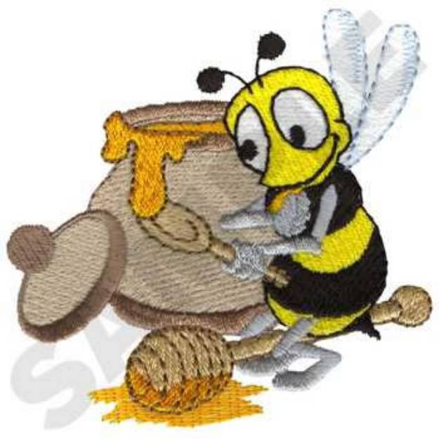 Picture of Bee With Honey Machine Embroidery Design