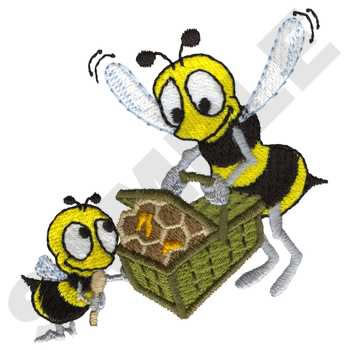 Bee On Picnic Machine Embroidery Design