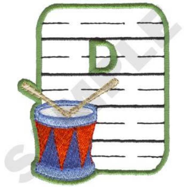 Picture of D Is For Drums Machine Embroidery Design