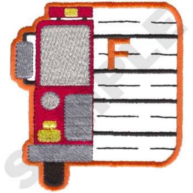 Picture of F Is For Fire Truck Machine Embroidery Design
