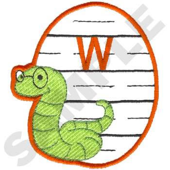 W Is For Worm Machine Embroidery Design