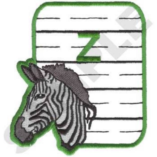Picture of Z Is For Zebra Machine Embroidery Design