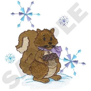 Winter Squirrel Machine Embroidery Design