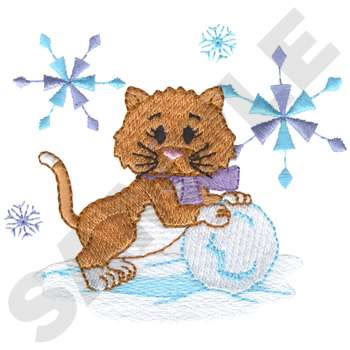 Winter Kitten Machine Embroidery Design