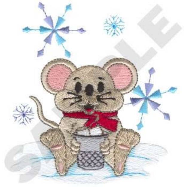 Picture of Mouse and Snowflakes Machine Embroidery Design
