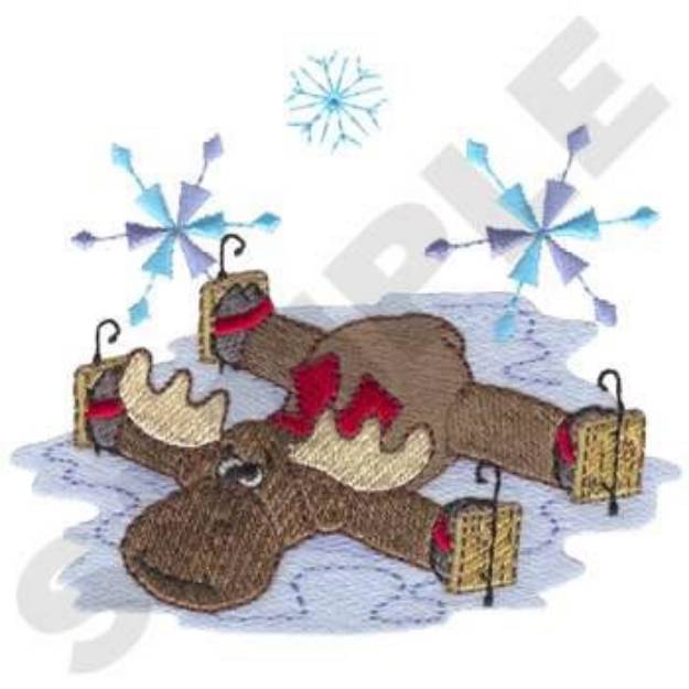 Picture of Moose And Snowflakes Machine Embroidery Design