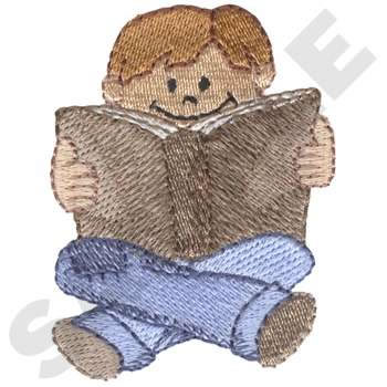 Boy Reading Machine Embroidery Design