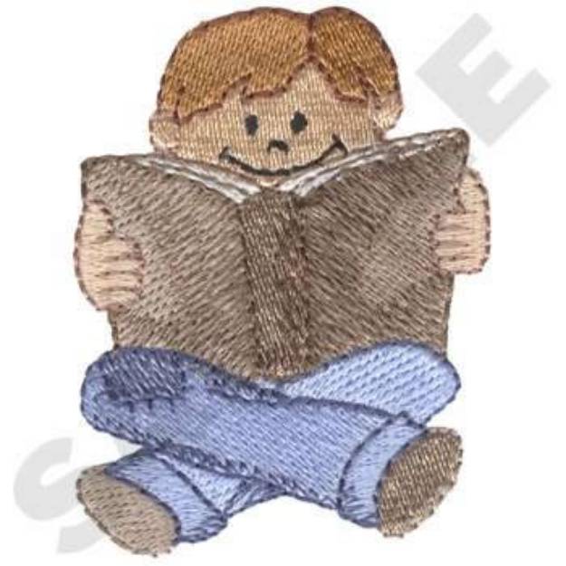 Picture of Boy Reading Machine Embroidery Design