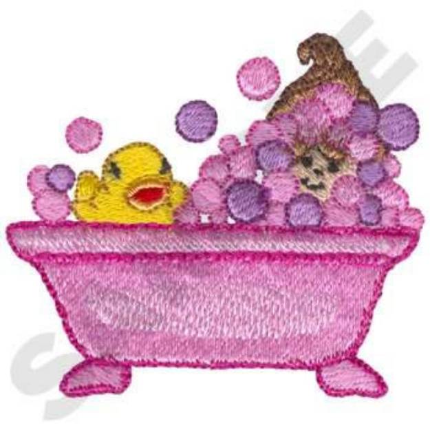 Picture of Little Bathtub Girl Machine Embroidery Design