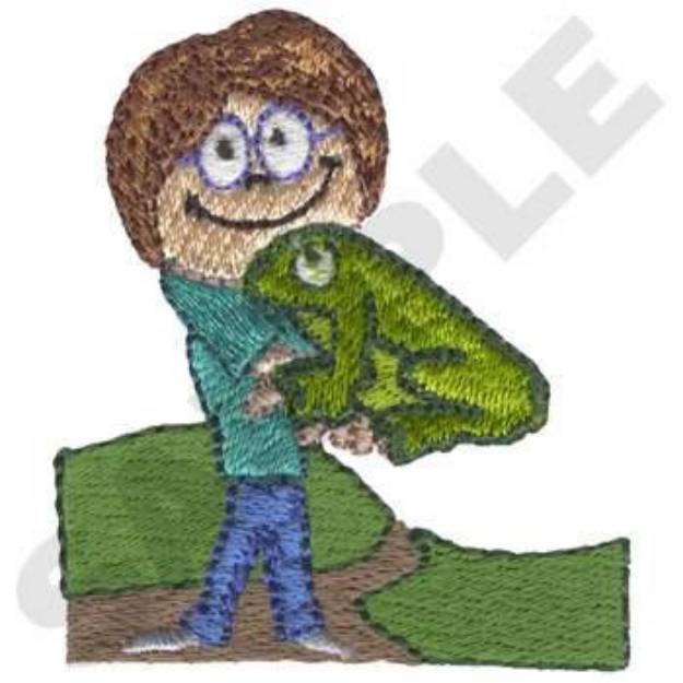 Picture of Boy & Pet Frog Machine Embroidery Design