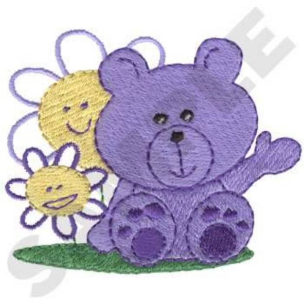 Picture of Bear & Flowers Machine Embroidery Design