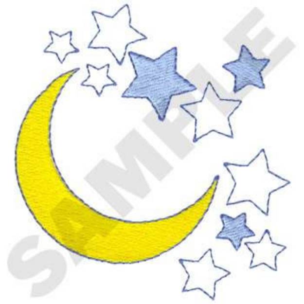 Picture of Moon & Stars Machine Embroidery Design