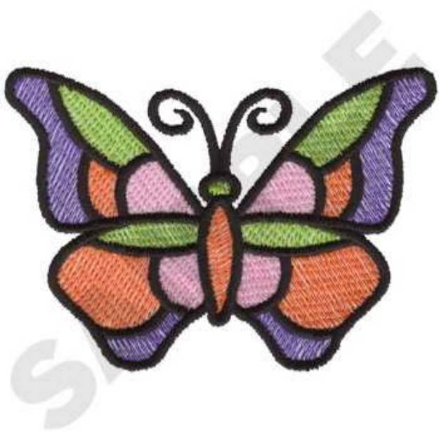 Picture of Stained Glass Butterfly Machine Embroidery Design
