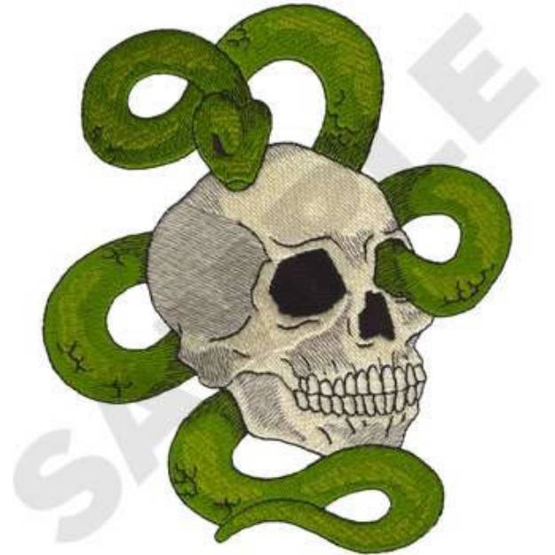 Picture of Skull with Snake Machine Embroidery Design