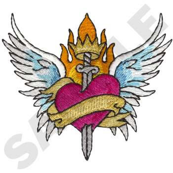 Winged Heart Machine Embroidery Design