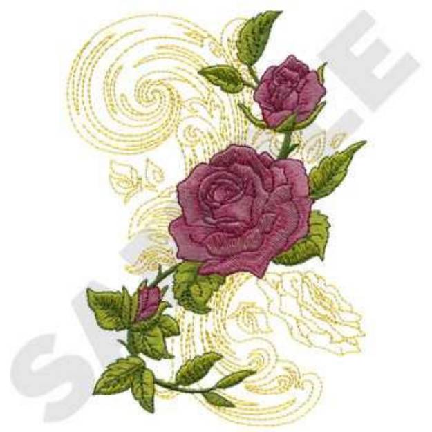 Picture of Rose Scroll Machine Embroidery Design