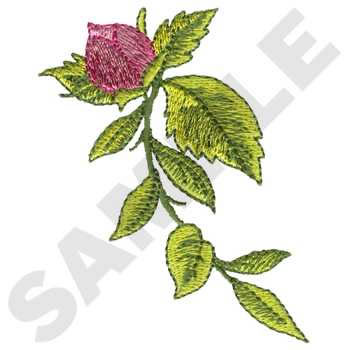 Rosebud with Vine Machine Embroidery Design